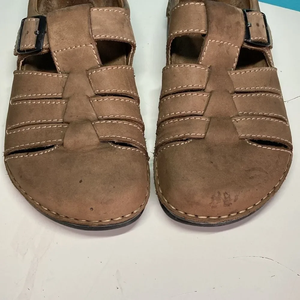 Birkenstock Footprints Classic Fisherman Sandal 41 Men 8 Women 10 Brown Leather